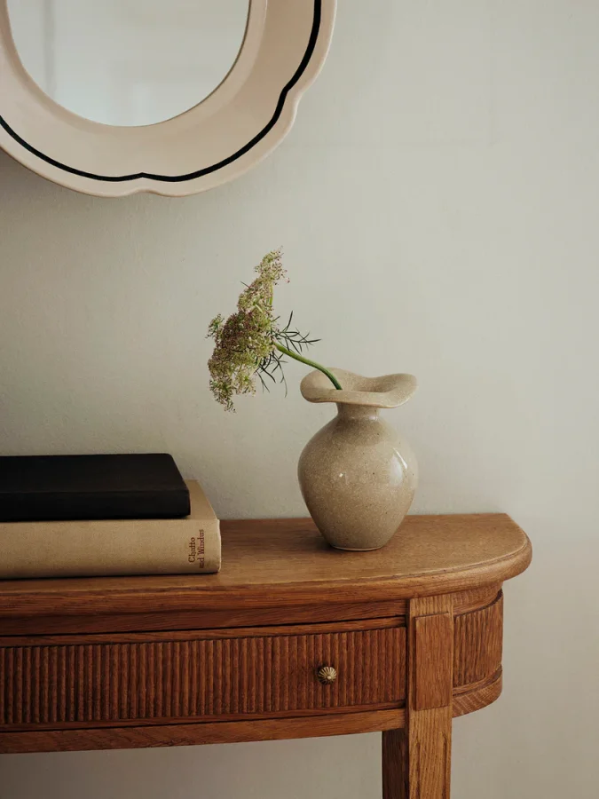 BROSTE COPENHAGEN Florentina Vase XS – beiges Steinzeug (H:14)