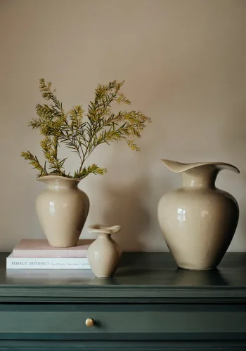 BROSTE COPENHAGEN Florentina Vase XS – beiges Steinzeug (H:14)