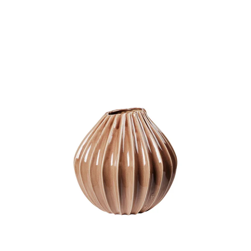 BROSTE COPENHAGEN Breite Vase M – Rehbraune Keramik (H:25)