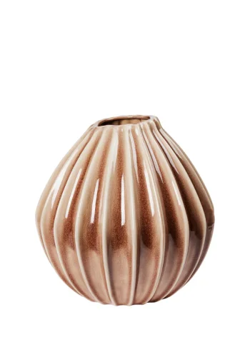 BROSTE COPENHAGEN Breite Vase XL – Rehbraune Keramik (H:40)
