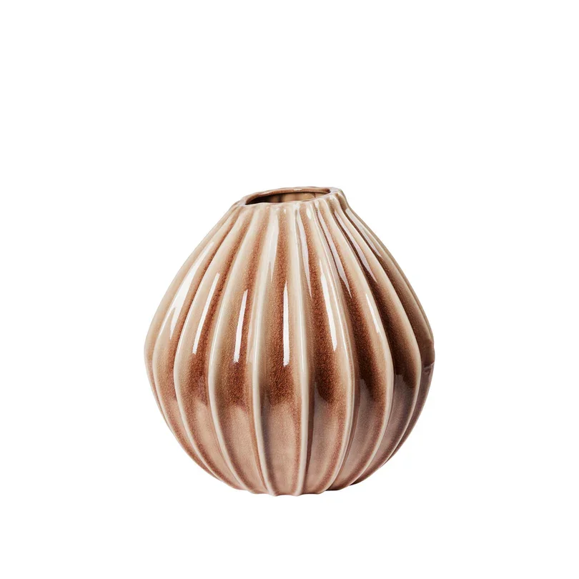 BROSTE COPENHAGEN Breite Vase XL – Rehbraune Keramik (H:40)