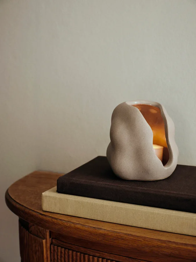 BROSTE COPENHAGEN Hekla Laterne – taubengraues Steingut (H10)