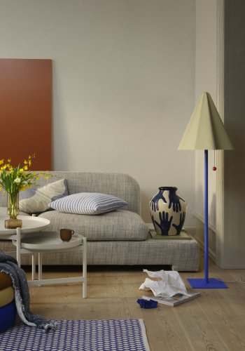 BROSTE COPENHAGEN Mime vase, rund - intens bl og regnfull dag gr keramikk