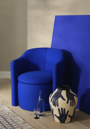 BROSTE COPENHAGEN Mime vase, rund - intens bl og regnfull dag gr keramikk