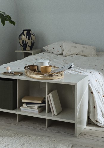 BROSTE COPENHAGEN Mime vase, rund - intens bl og regnfull dag gr keramikk