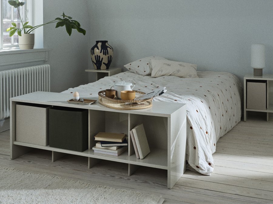 BROSTE COPENHAGEN Mime vase, rund - intens bl og regnfull dag gr keramikk