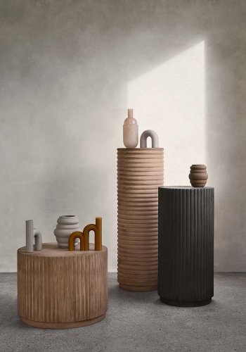 BROSTE COPENHAGEN runder Rillo-Sockel – brauner Faserzement (36)