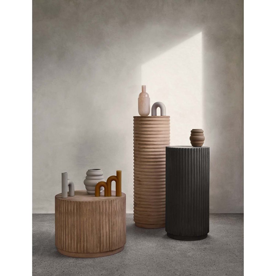 BROSTE COPENHAGEN rundt Rillo sidebord - gr fibersement (38,5)