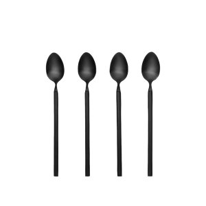 BROSTE COPENHAGEN Tvis lang ske - titanium sort rustfrit stl (st med 4)