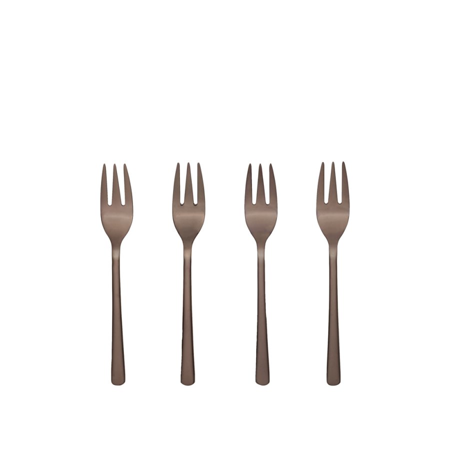 BROSTE COPENHAGEN Hune kakegaffel - titan espresso rustfritt stl (sett med 4)