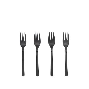 BROSTE COPENHAGEN Hune kagegaffel - titanium mat sort rustfrit stl (st med 4)