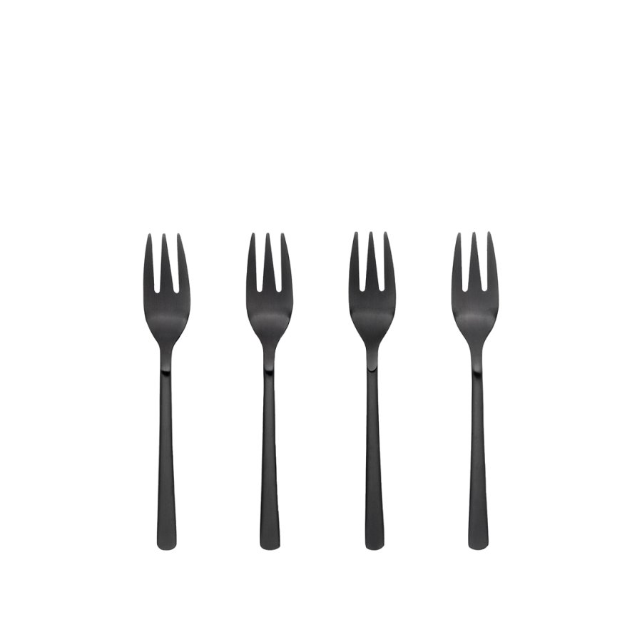 BROSTE COPENHAGEN Hune kakegaffel - titan matt sort rustfritt stl (sett med 4)