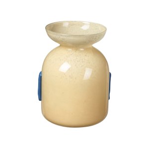 BROSTE COPENHAGEN Vera vase, rund - gul og bl mundblst glas (21)