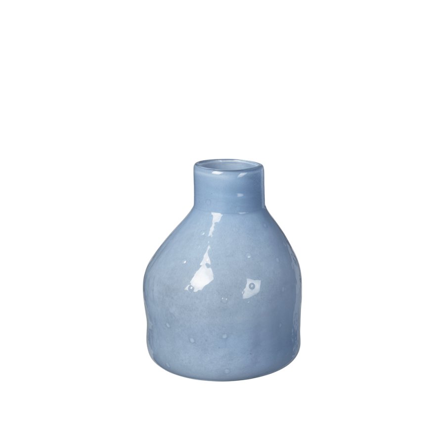 BROSTE COPENHAGEN Silas Vase, rund – Serenity hellblaues Glas