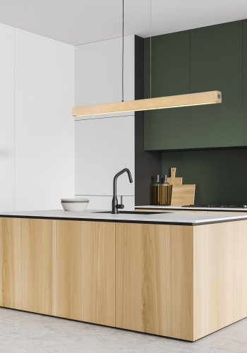 TK Teo LED-taklampe 1260 - naturlig tre og sort metall