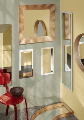 BROSTE COPENHAGEN Tenna Wandspiegel, rechteckig – Spiegelglas und regengraues MDF (52 x 26)