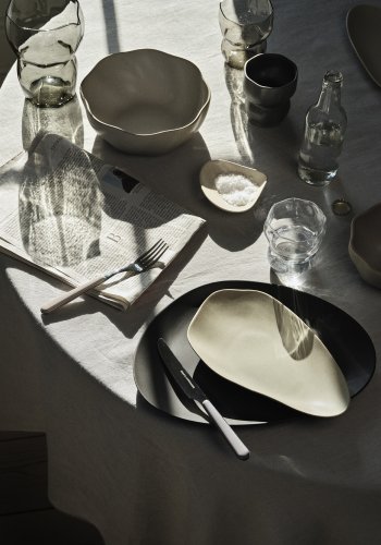 BROSTE COPENHAGEN Limfjord Dessertteller, Bio – mattes hellgraues Steingut (14,8x24)