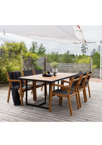 VENTURE DESIGN Khung hagebord - brunt akasietre og svart stl (200x100)