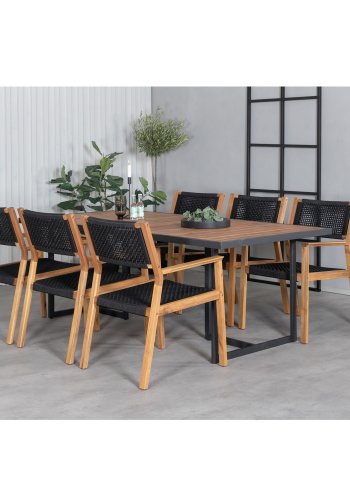 VENTURE DESIGN Khung hagebord - brunt akasietre og svart stl (200x100)