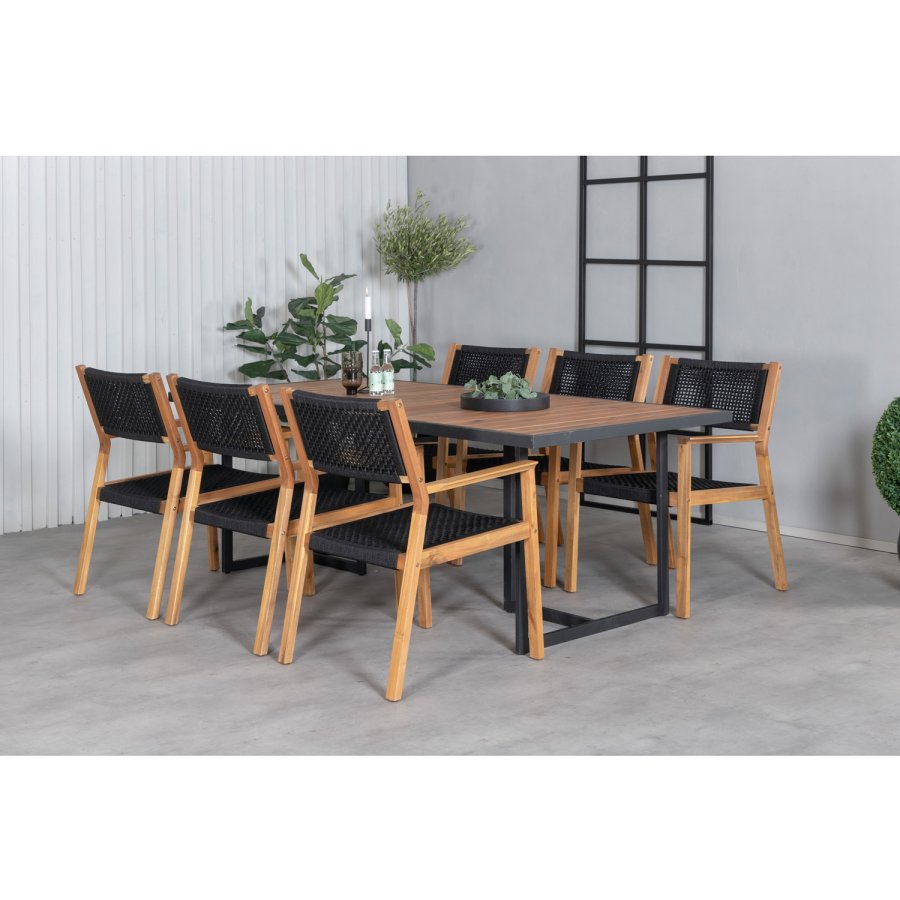 VENTURE DESIGN Khung hagebord - brunt akasietre og svart stl (200x100)