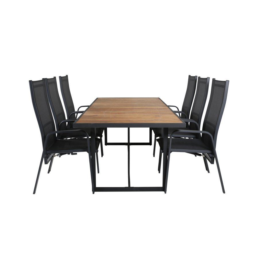 VENTURE DESIGN Khung hagebord - brunt akasietre og svart stl (200x100)