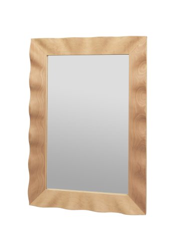 BROSTE COPENHAGEN Wellenförmiger Wandspiegel, rechteckig – Spiegelglas und Naturbuche (100x70)