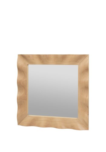 BROSTE COPENHAGEN Wellenförmiger Wandspiegel, quadratisch – Spiegelglas und Naturbuche (70x70)