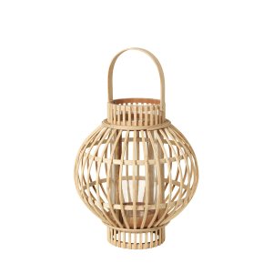 BROSTE COPENHAGEN Globus Lykta, Rund - Glas och Naturlig Bambu ( 27 cm)