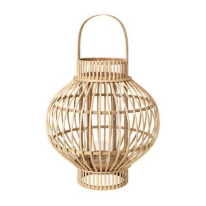 BROSTE COPENHAGEN Globus Lykta, Rund - Glas och Naturlig Bambu ( 36 cm)