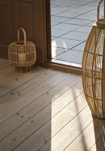 BROSTE COPENHAGEN Goran lanterne, rund - glass og naturlig bambus (27,5)