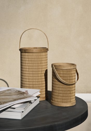 BROSTE COPENHAGEN Saya Laterne, rund – Glas und natürlicher Bambus (17)