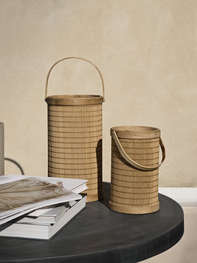 BROSTE COPENHAGEN Saya Laterne, rund – Glas und natürlicher Bambus (17)