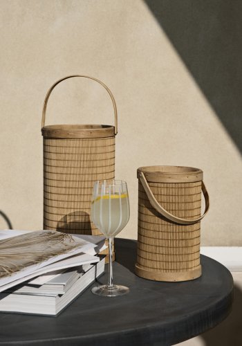 BROSTE COPENHAGEN Saya Laterne, rund – Glas und natürlicher Bambus (14)