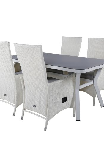 VENTURE DESIGN Virya hagebord - grtt glass og hvit aluminium (160x90)