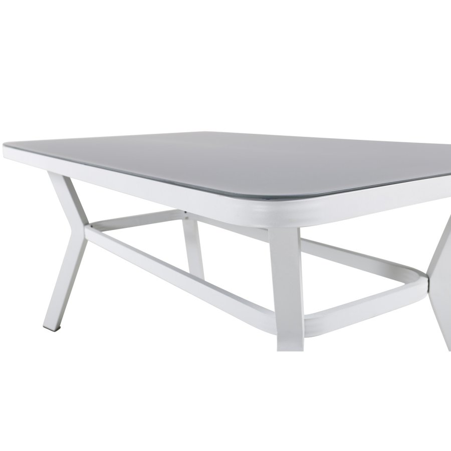 VENTURE DESIGN Virya hagebord - grtt glass og hvit aluminium (160x90)