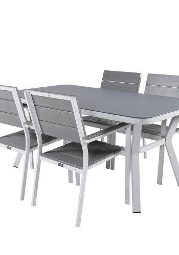 VENTURE DESIGN Virya hagebord - grtt glass og hvit aluminium (160x90)