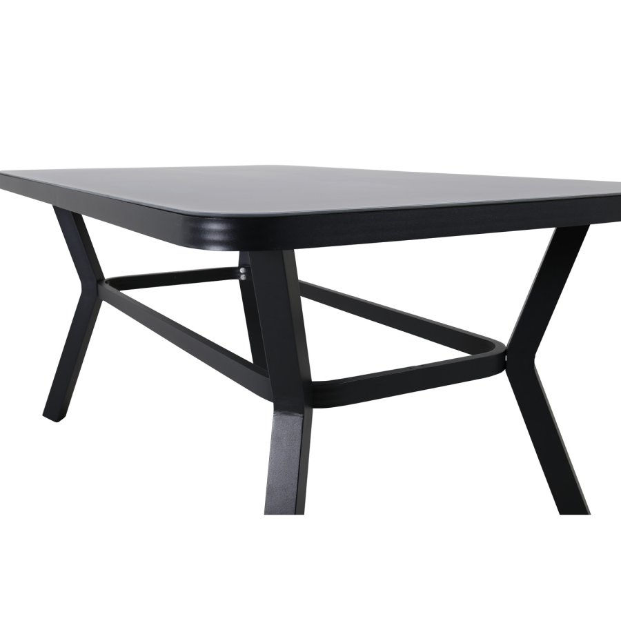 VENTURE DESIGN Virya hagebord - grtt glass og svart aluminium (160x90)