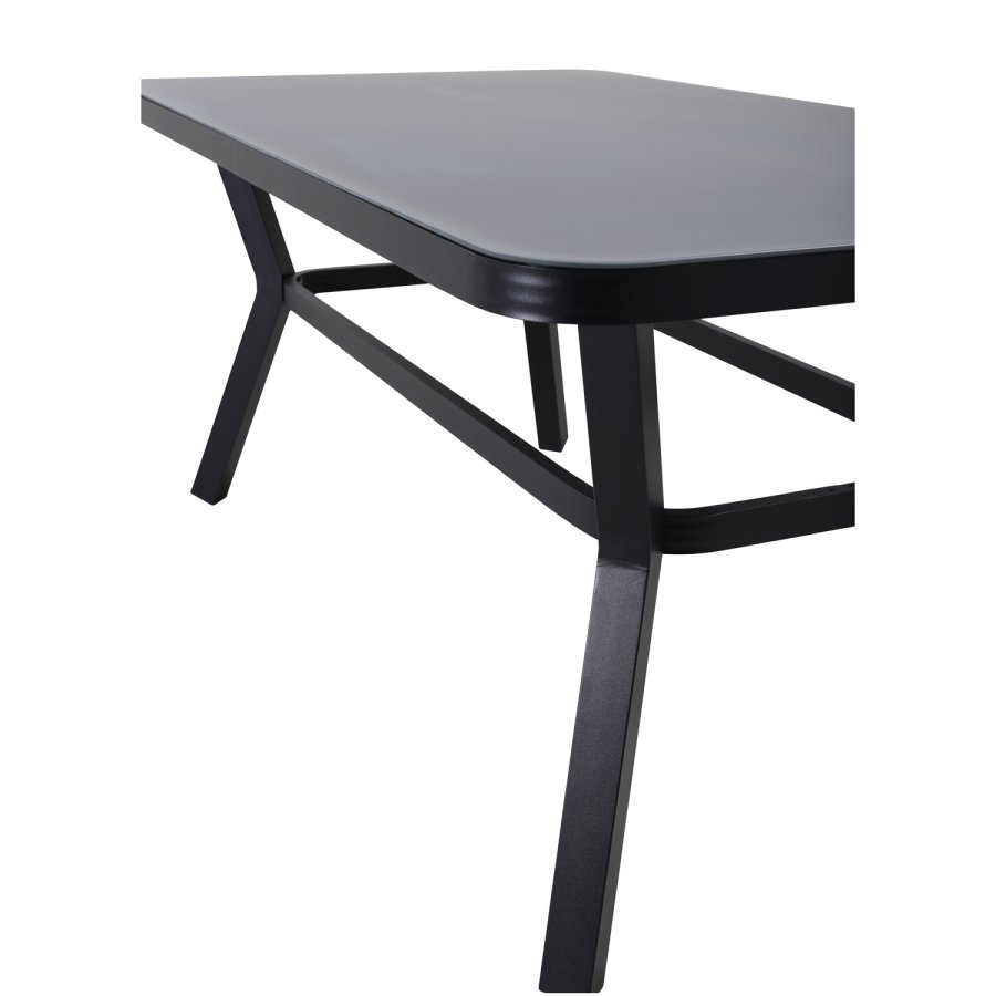 VENTURE DESIGN Virya hagebord - grtt glass og svart aluminium (160x90)