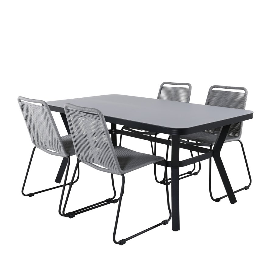 VENTURE DESIGN Virya hagebord - grtt glass og svart aluminium (160x90)