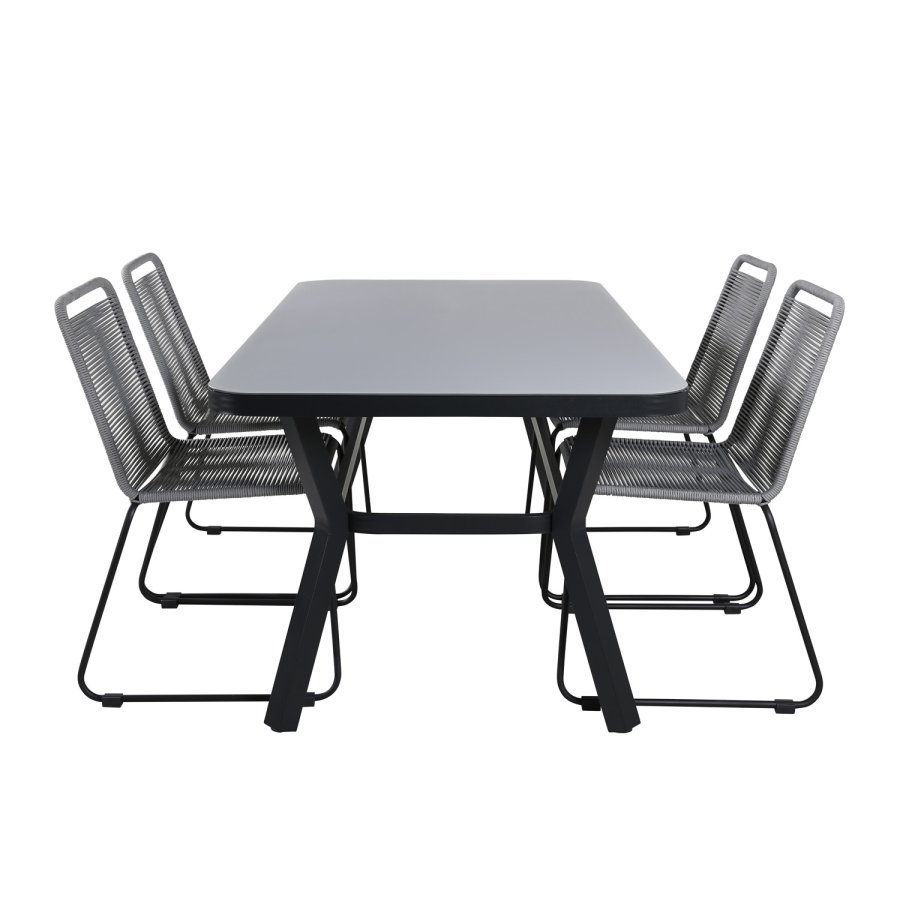 VENTURE DESIGN Virya hagebord - grtt glass og svart aluminium (160x90)