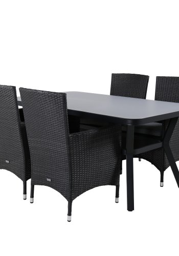 VENTURE DESIGN Virya hagebord - grtt glass og svart aluminium (160x90)