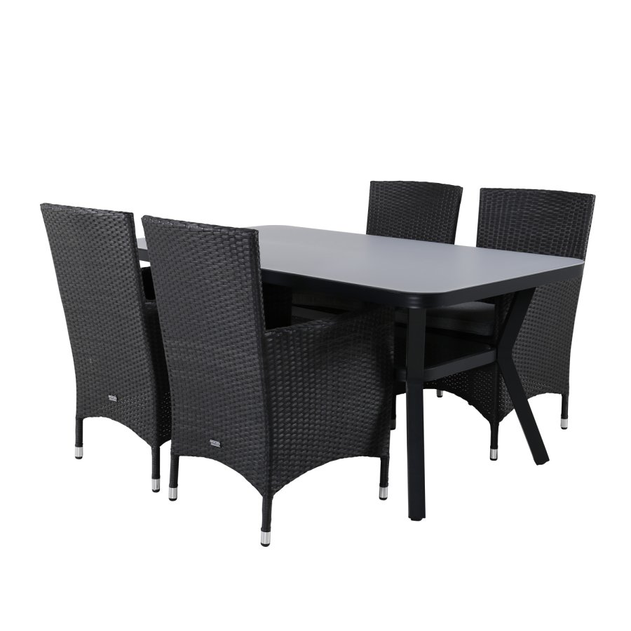 VENTURE DESIGN Virya hagebord - grtt glass og svart aluminium (160x90)