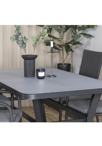 VENTURE DESIGN Virya hagebord - grtt glass og svart aluminium (160x90)