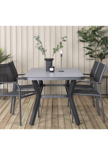 VENTURE DESIGN Virya hagebord - grtt glass og svart aluminium (160x90)