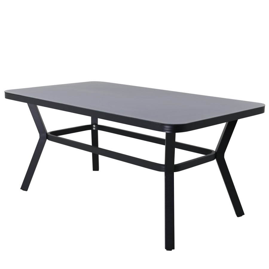 VENTURE DESIGN Virya hagebord - grtt glass og svart aluminium (160x90)