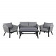 VENTURE DESIGN Virya loungesett (3+2+1) - gr puter, glass, grtt tau og svart aluminium