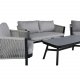 VENTURE DESIGN Virya loungesett (3+2+1) - gr puter, glass, grtt tau og svart aluminium