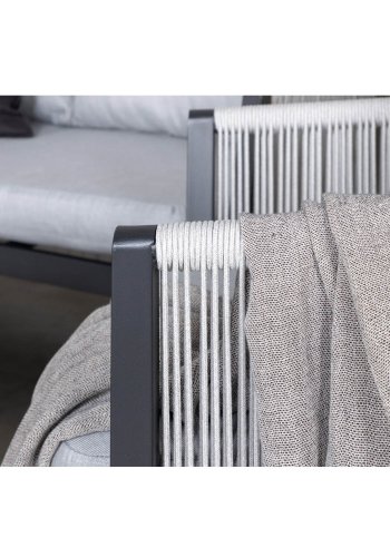 VENTURE DESIGN Virya loungesett (3+2+1) - gr puter, glass, grtt tau og svart aluminium