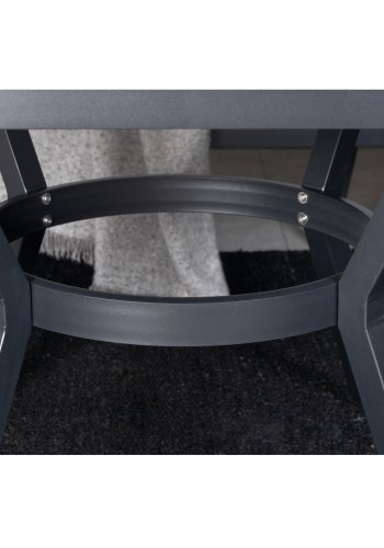 VENTURE DESIGN Virya hjrnesofasett - gr puter, glass, grtt tau og svart aluminium