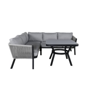 VENTURE DESIGN Virya hjrnesofa st - gr hynder, glas, gr reb og sort aluminium